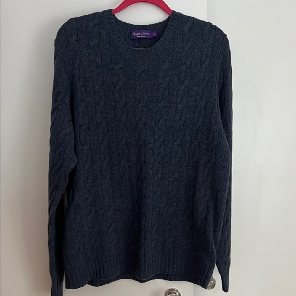 Ralph Lauren Men's Dark Blue Cable Knit Sweater